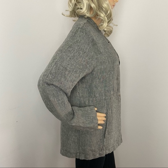 Andrea Jovine 100% Linen Blazer Jacket Gray/Brown Size Large - Picture 4 of 11